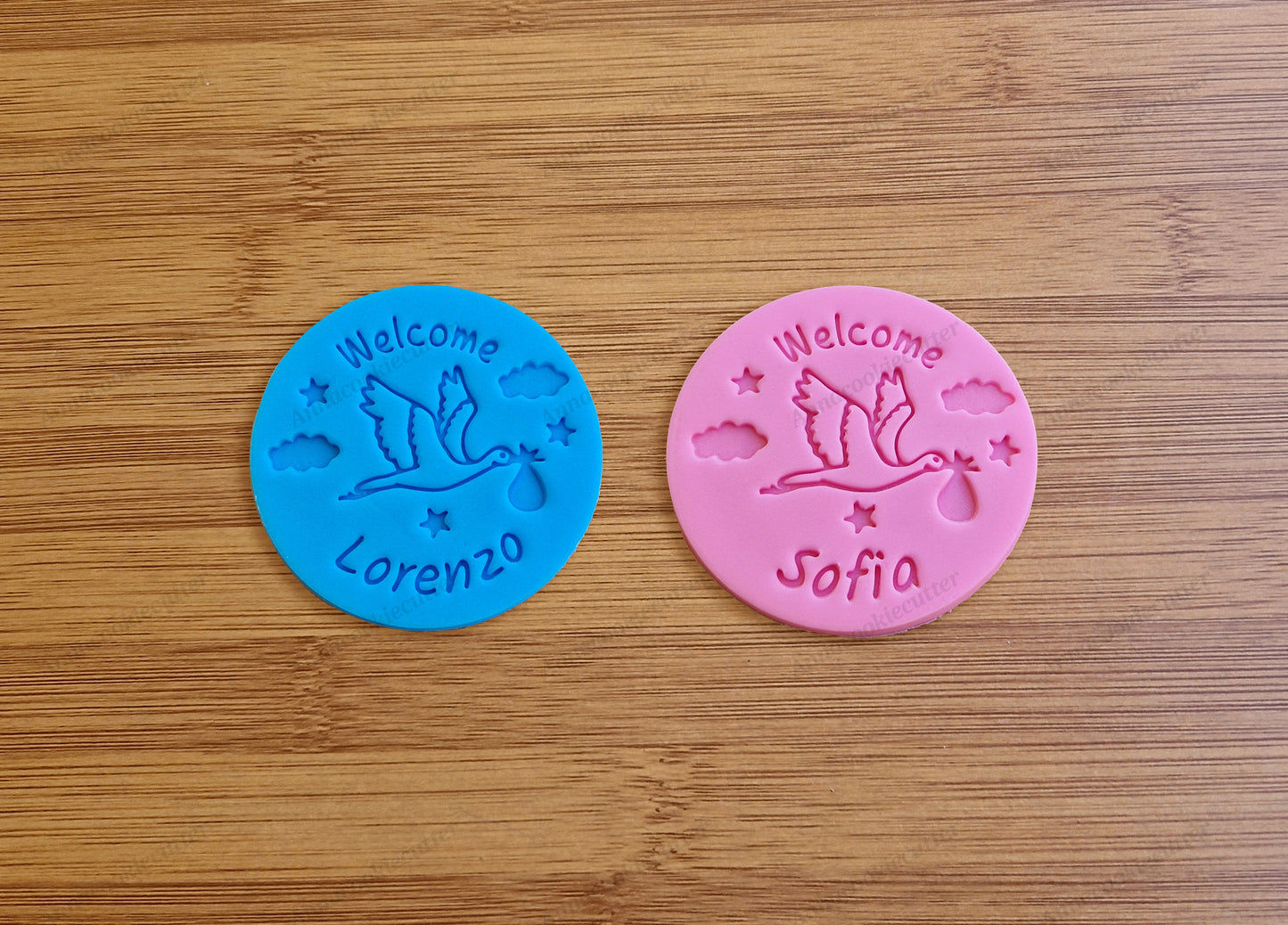 Nome Bimbo Personalizzato Tagliabiscotti Cicogna | Stampo Biscotti Baby Shower Nascita Battesimo | Idea Regalo Neonato Unica